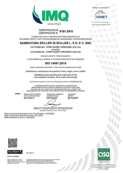 Sabbiatura e verniciatura certificata