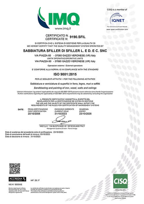 Sabbiatura e verniciatura certificata